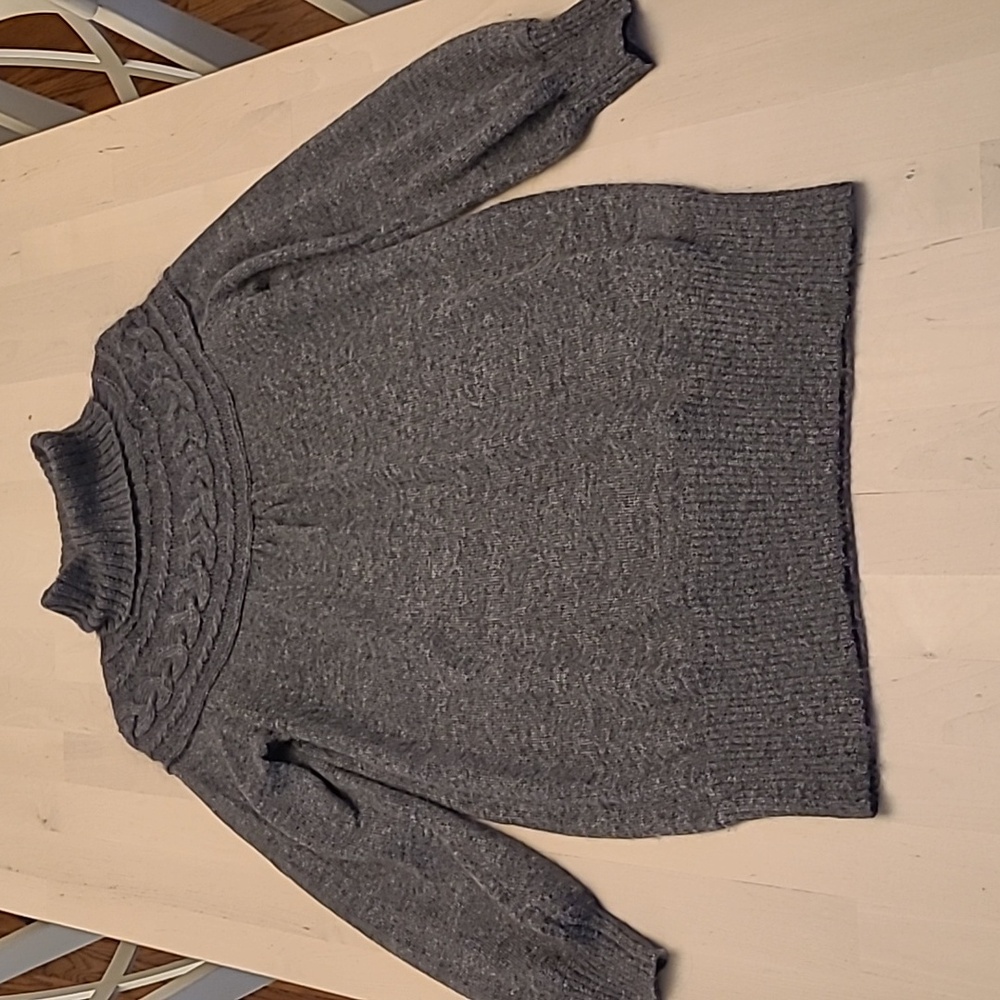 LIKE NEW Uniqlo Charcoal Grey Mohair Blend Turtleneck Sweater Dress